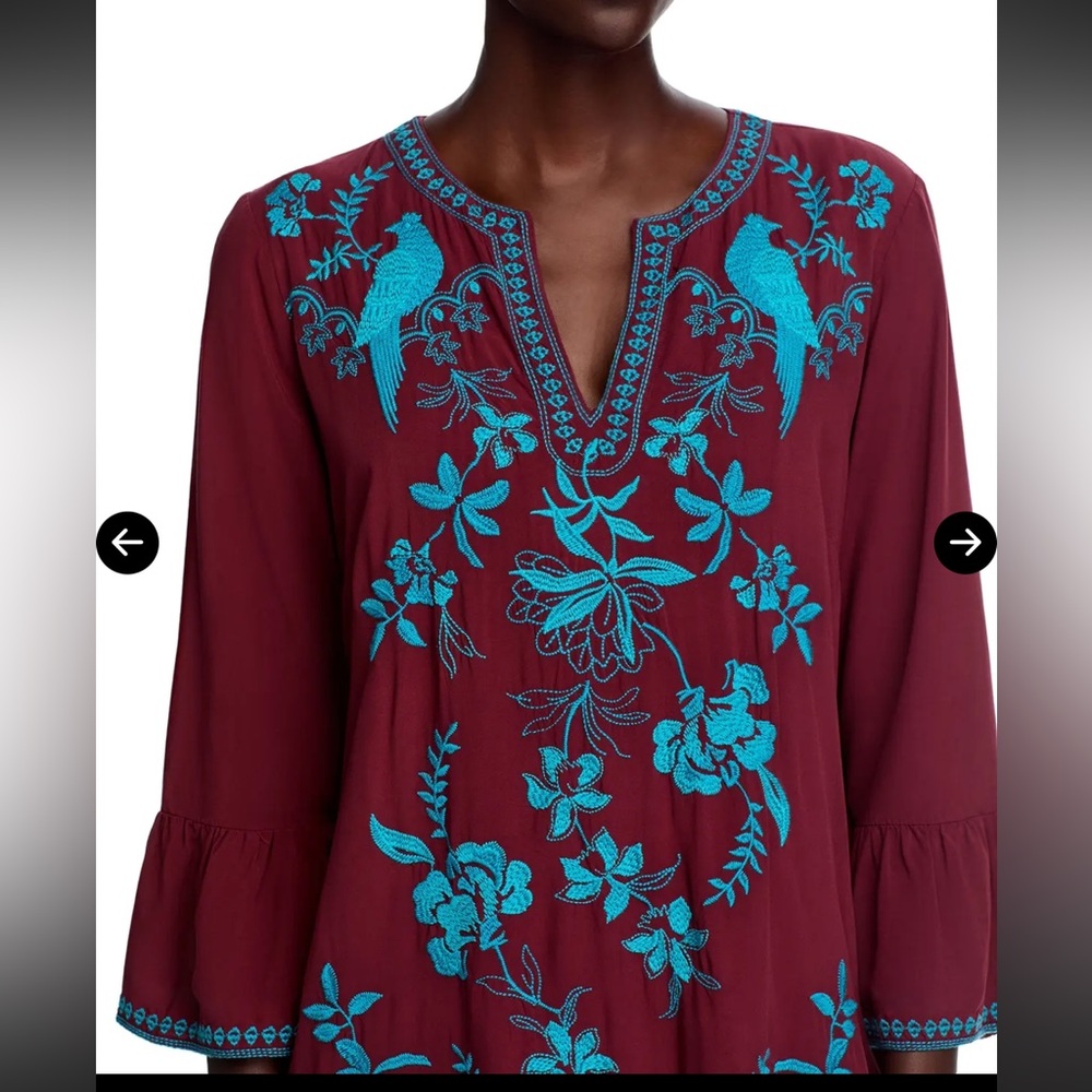 🤎Beautiful Johnny Was Chocolate Truffle Color Dress Turquoise Embroidery